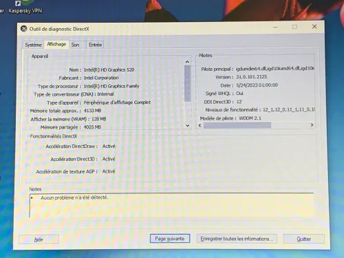 ACER EXTENSA 2540 / INTEL I3 6EME / 8G / 128 SSD / 15.6 ETAT NEUF