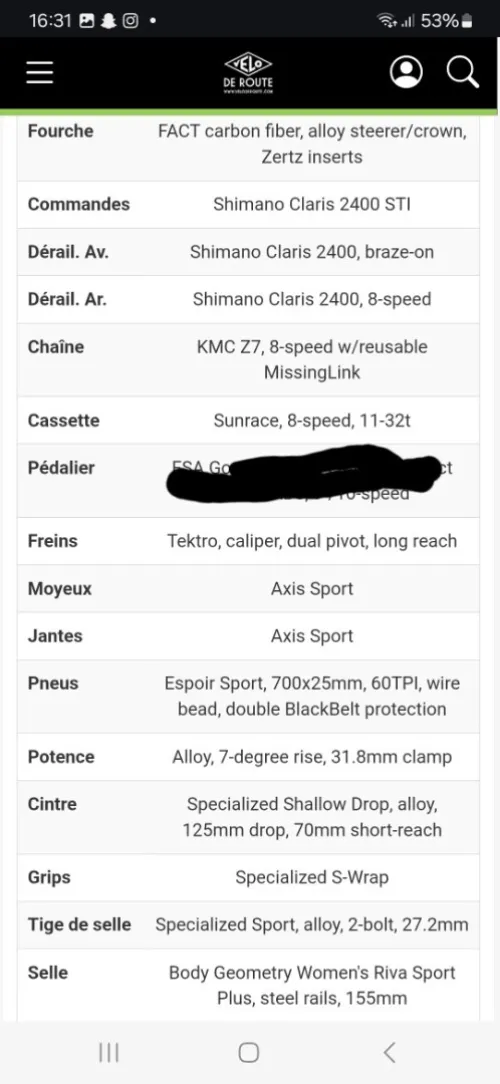 Vélo de course 