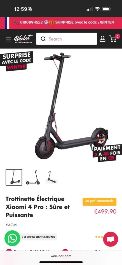 Trottinette électrique, Xiaomi 4 pro