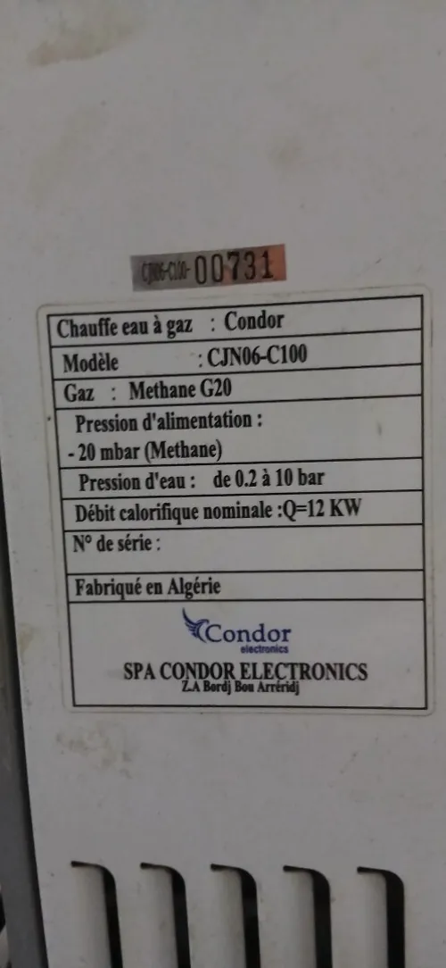 Vend chauffe bain condor 6L