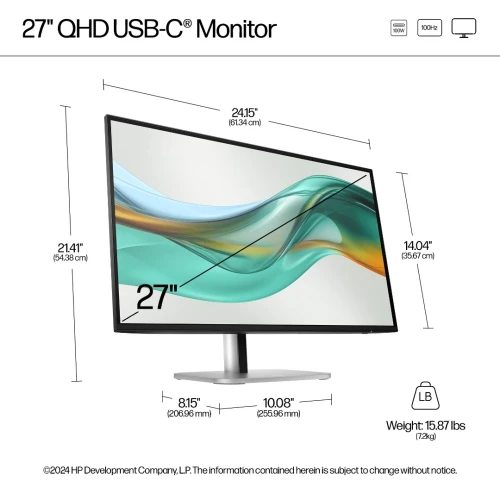 ECRAN HP 27 POUCES 527PU 2K/WLED/IPS 100HZ/5MS 1 HDMI/DP/3 XTYPE-A/RJ-45/USB-C 100W ROTATION/ADJUSTABLE/PIVOT/HAUTEUR/BLUE EYES FILTRE