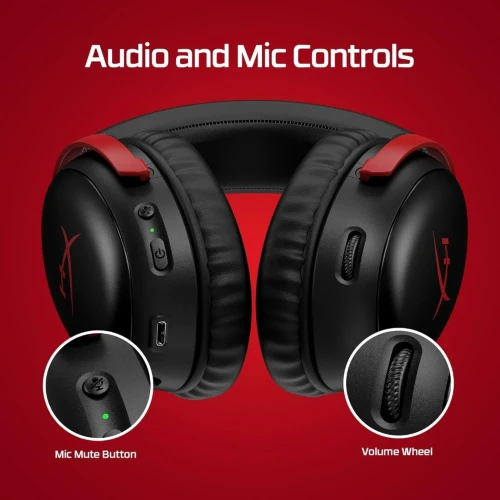 CASQUE HYPERX CLOUD III 3 WIRELESS DTS SOUND WITH 120 HOURS TIME WITH LED MUTE FOR PC / PS4 / PS5