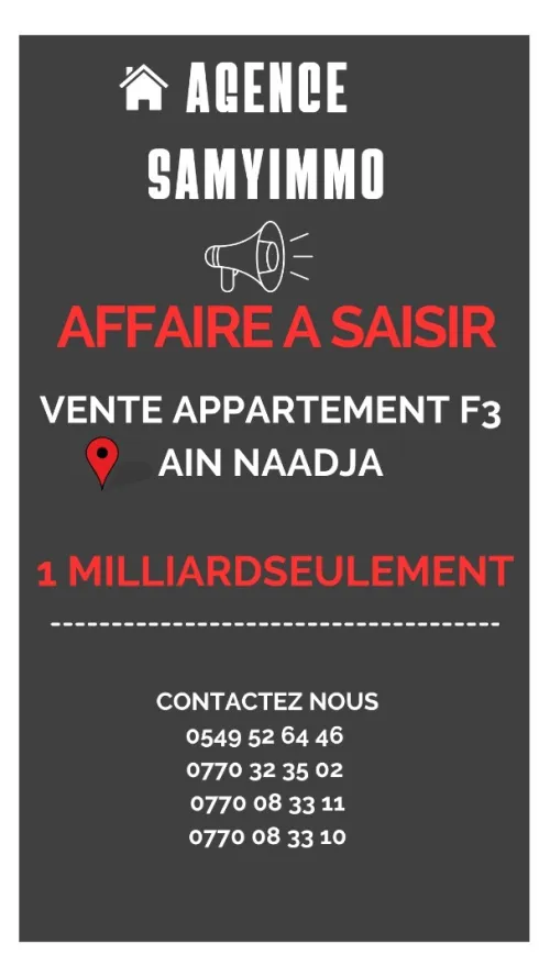 Vente Appartement F3 Alger Ain naadja