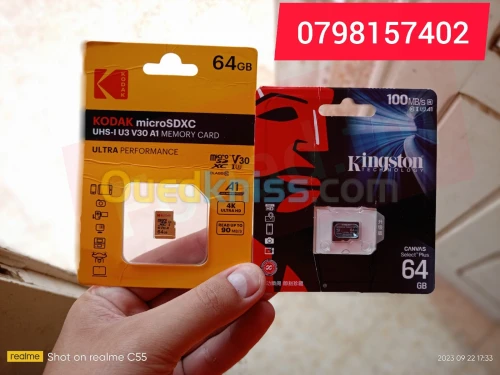 Kingston / Kodak / Lexar  Carte memoire 64 GB Original Class 10 A1 Jamais Utilisees