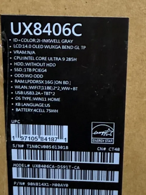 ASUS ZENBOOK DUO UX8406CA INTEL ULTRA 9 285H 16GO DDR5X 1TO SSD NEUF SOUS EMBALLAGE 