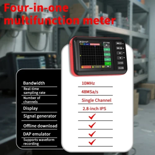 Oscilloscope portable 4-en-1 ZOYI ZT-700, bande passante 10 MHz, avec fonction d'émulateur de programmeur et enregistreur de formes d'onde