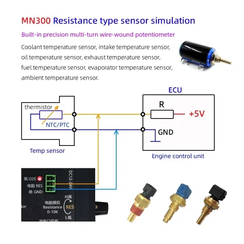 MN300 simulateur de capteur automatique testeur de Signal Automobile Rail d'accélérateur de voiture capteur de débit de pression d'huile d'oxygène générateur de Signal