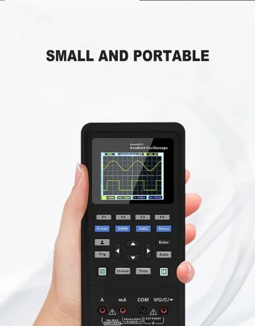 Hantek 2C72 2in1 Oscilloscope numérique + Générateur formes donde + Multimetre Portable USB2 Canaux 70MHz Ecran LCD Outil Avec batterie lithium  Grande Capacite AUTO A une touche - 2D72