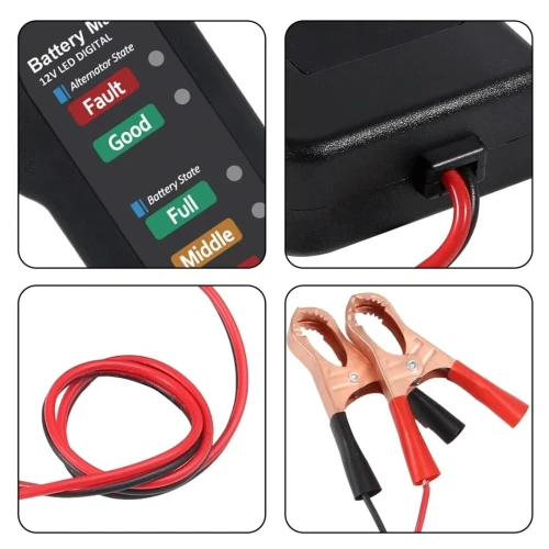 Testeur de batterie de voiture 12V, testeur d'alternateur automobile, vérificateur de batterie, analyseur pour vérifier le système de charge de batterie d'alternateur