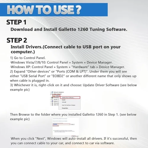 OBD2 Galletto 1260 véhicules diesel TDi HDI JTD essence calculateurs EDC16 EDC15 MEx.x et DELCO