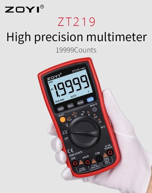 Multimètre numérique ZOYI ZT-219 comporte quatre-251 semi-true RMS haute précision multimètre anti-brûlure à engrenage complet 19999 points