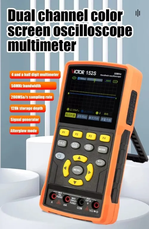 VICTOR  multimètre d'oscilloscope numérique 3 en 1, générateur DDS, Oscilloscope portatif à bande passante 6000Cts 50MHz, taux d'échantillonnage