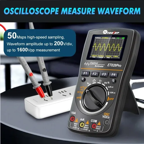 TOOLTOP ET828Pro 50Msp/s 10MHz Oscilloscope numérique portable True RMS pour bricolage électrique voiture révision Oscilloscope multimètre