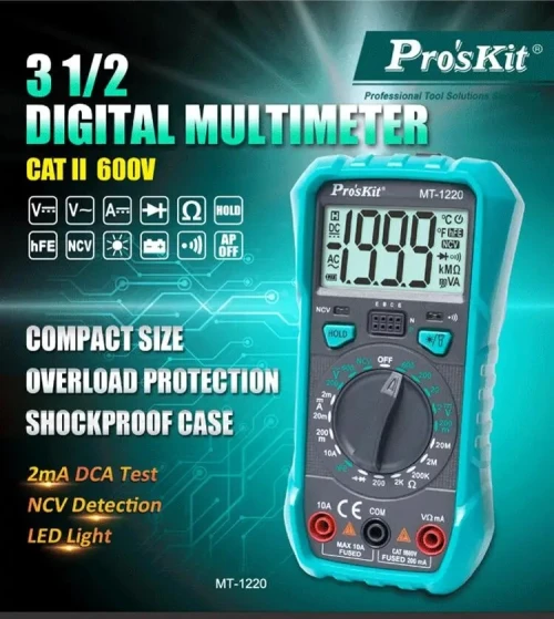 Proskit  Multimetre Numerique de precision. MT.1220 3.1/2. testeur et mesure sans contact. Eclairage LED