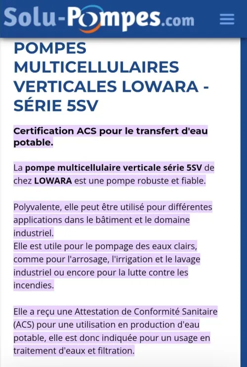 Pompe multicellulaire verticale triphasée avec un moteur de 1,5 kW et des brides ovales en AISI 304.