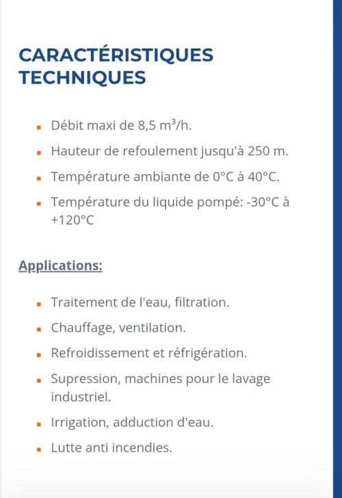 Pompe multicellulaire verticale triphasée avec un moteur de 1,5 kW et des brides ovales en AISI 304.