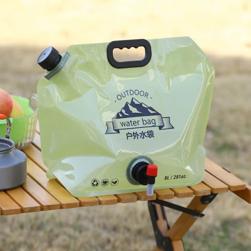 Sac d'eau pliable 8L avec robinet, réservoir portable pour camping, plein air, plage ext
