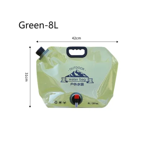 Sac d'eau pliable 8L avec robinet, réservoir portable pour camping, plein air, plage ext