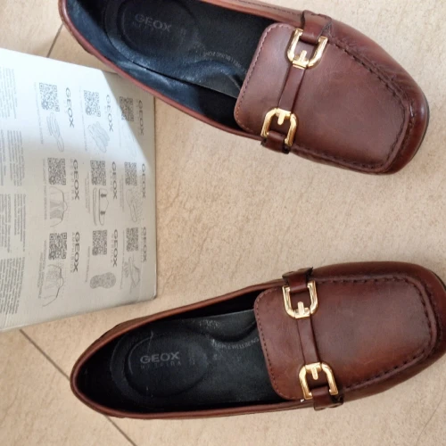 Mocassins femme Geox 100% cuir marron
