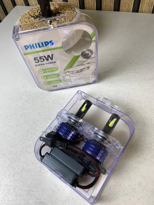 Kit Lampe de phare LED H4 Philips 6000K-16000LM Ultra Puissant - مصابيح إضاءة أمامية للسيارات