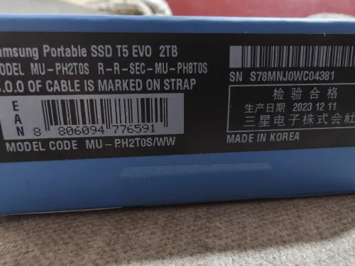 Samsung T5 EVO Portable SSD 2TB, USB 3.2 Gen 1 External