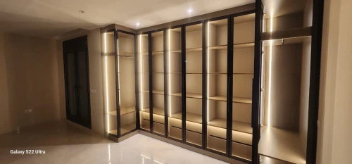 Dressing room En MDF avec porte en verre fumé et LED PROFILÉ