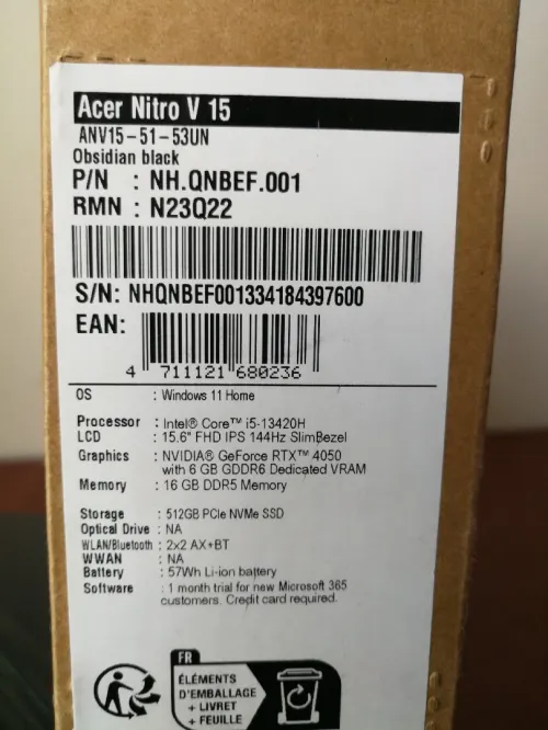 Acer Nitro V15 i5-13H 16G RTX 4050