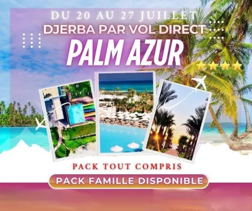 Voyage organisé Tunisie Djerba par avion en Juillet-Août-Septembre 2025