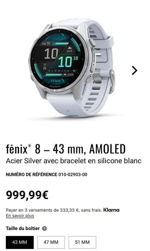 Garmin fēnix 8 S AMOLED saphir 