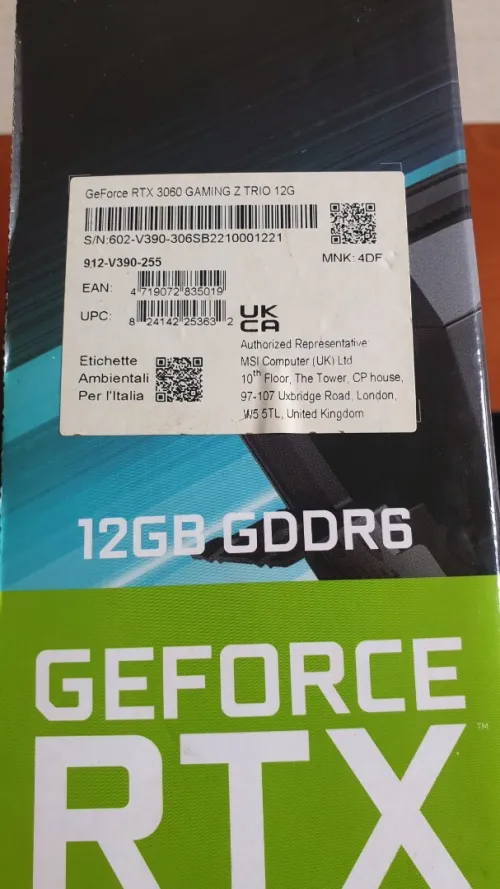 RTX 3060 12 GB Msi Gaming Z trio Box