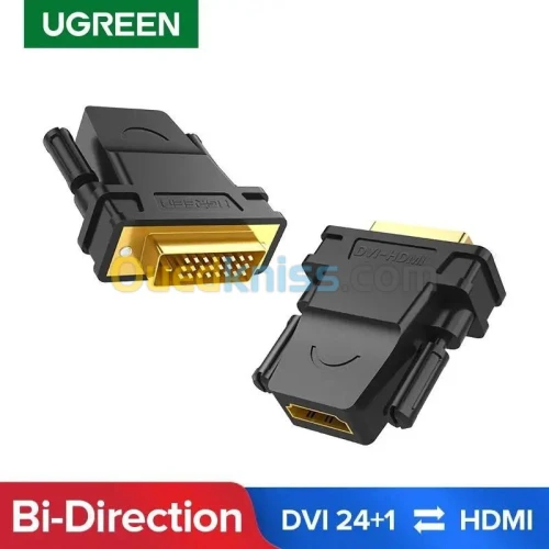 UGREEN Adaptateur Bi-directionnel DVI 24+1 to HDMI, Full HD Connecteur Plaqué Or