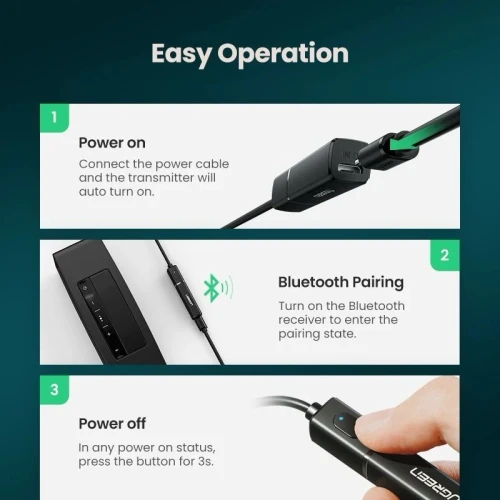 UGREEN Transmetteur TV Bluetooth 5.0 Qualcomm aptX, rendu audio de qualité supérieure