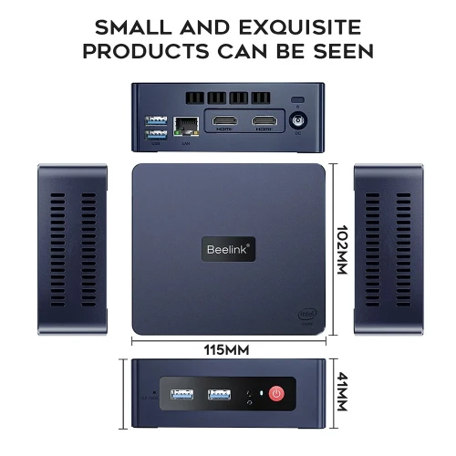 Beelink Mini PC 11th Gen N5095/8GB/128SSD/HDMI 4K*60Hz/Gigabit LAN/ 2.4G/5G WiFi, Win11 Pro