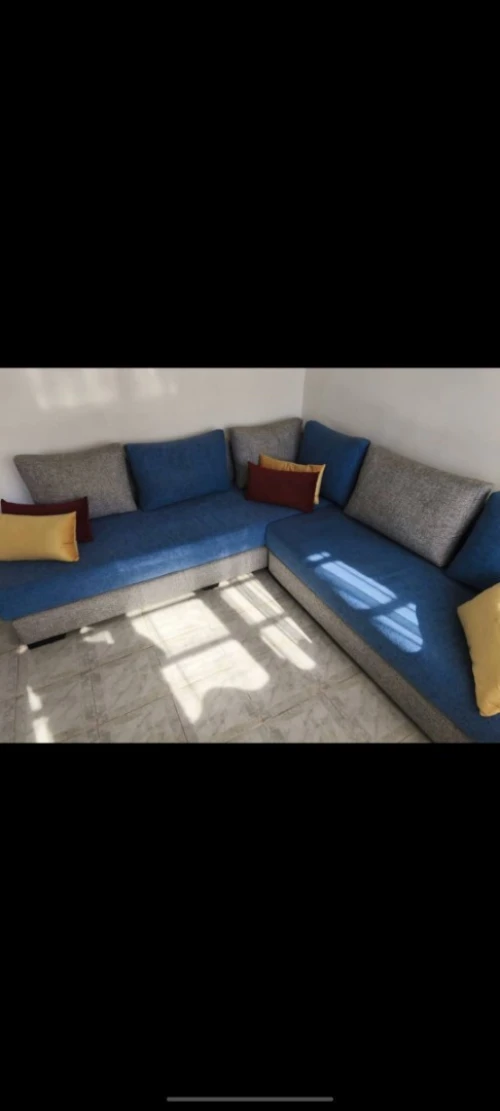 Fauteuil en L en tissu  rustique 