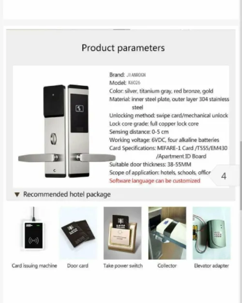 Serrures électroniques RFID hôtel, promotion immobilière, résidence, distributeur- K6026 | Lot de 200 pièces