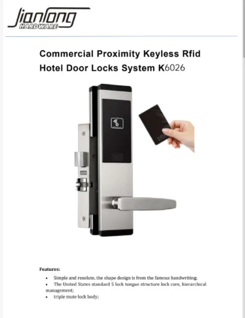 Serrures électroniques RFID hôtel, promotion immobilière, résidence, distributeur- K6026 | Lot de 200 pièces
