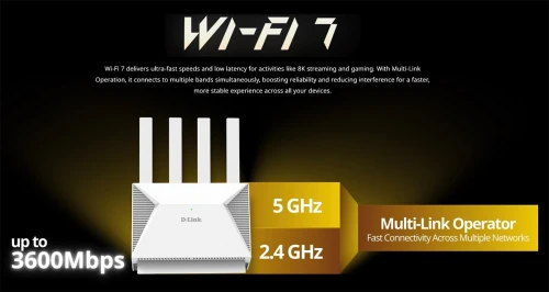 D-link Router DIR-BE364K (Wi-Fi 7) Multi-Gigabit Mesh Dual-Band quad Core