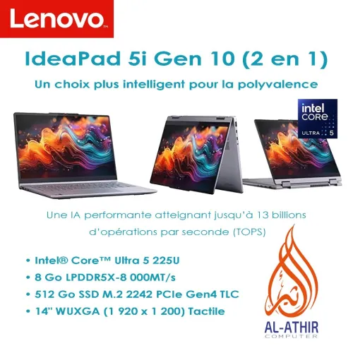IdeaPad 5i 2 en 1 Gen-10 Intel Ultra 5-225U - 8Gb RAM - 512Gb SSD Gen4 - 14" WUXGA Tactile (X360)