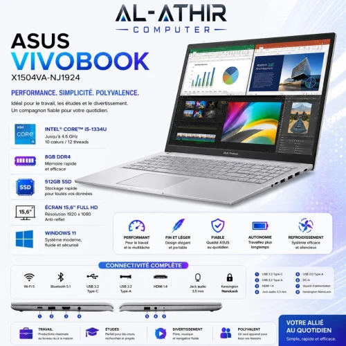 Asus VivoBook X1504VA-NJ1924  Intel Core i5-1334U | 8GB DDR4 | 512GB | 15,6