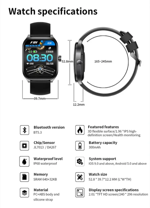 AOLONE SMART WATCH CURVE ECRON 2.01"  HIGH LUXURY