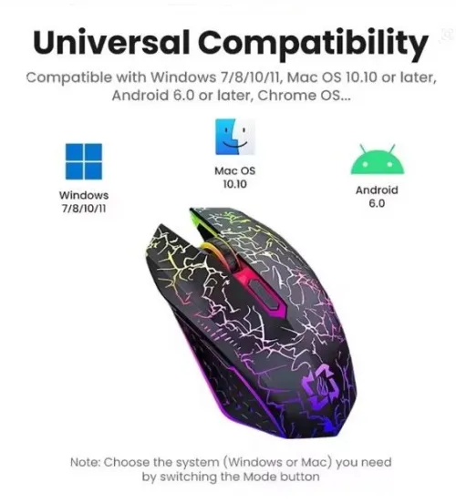 Souris de jeu Bluetooth 5.2 et 2,4 G double mode 1600 DPI Clic silencieux 6 boutons Rechargeable