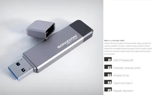 SONIZOON  clé usb 3.1 PSSD, 128 Go mémoire de forme Portable ssd