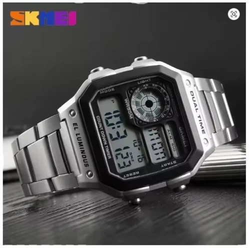 SKMEI montre numérique pour hommes rétro sport étanche Chrono électronique en acier inoxydable