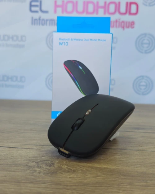 Souris HP Slim RGB W10 Sans Fil Rechargeable double connexion Bluetooth + Wireless 2.4G