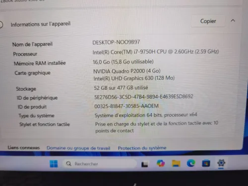 ASUS ZBOOK STUDIO X360 G5 TACTILE I7 9750H QUADRO P2000 4GB 16GB 512GB 15.6P