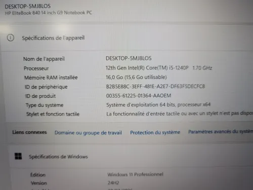 HP ELITEBOOK 840 G10 I7 1335U 13ÈME 16GB DDR5 512SSD 14P