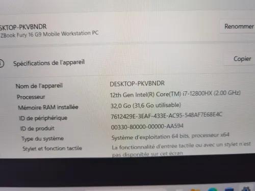 HP ZBOOK FURY 16 G9 I7 12800HX RTX A3000 12GB 32GB 512GB SSD