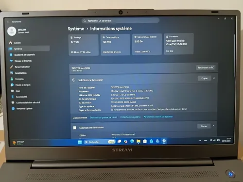 Laptop stream NS15C ram 8g intel i5 12gen