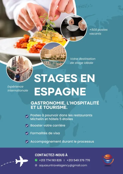 STAGES PRATIQUES  EN HÔTELLERIE ET GASTRONOMIE EN ESPAGNE