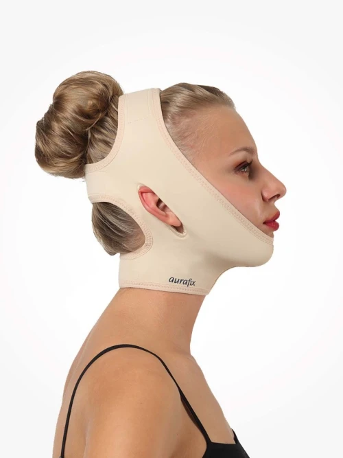 Double mentonnière bandage facial menton cou